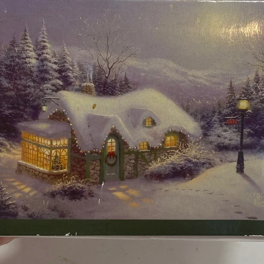 Thomas Kinkade Limited Edition‎ 2011 Holiday Ornament Winter Cottage Scene Glass